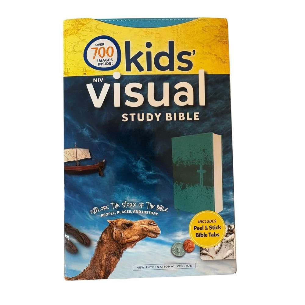 NIV Kids Visual Study Bible Leathers Teal Full Color Interior Peel/Stick Tabs